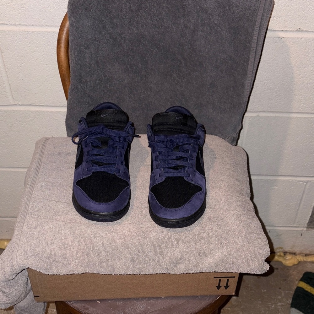 Woman’s Size 8.5 Nike Dunk Low, Casual Shoe Black and Purple Ink